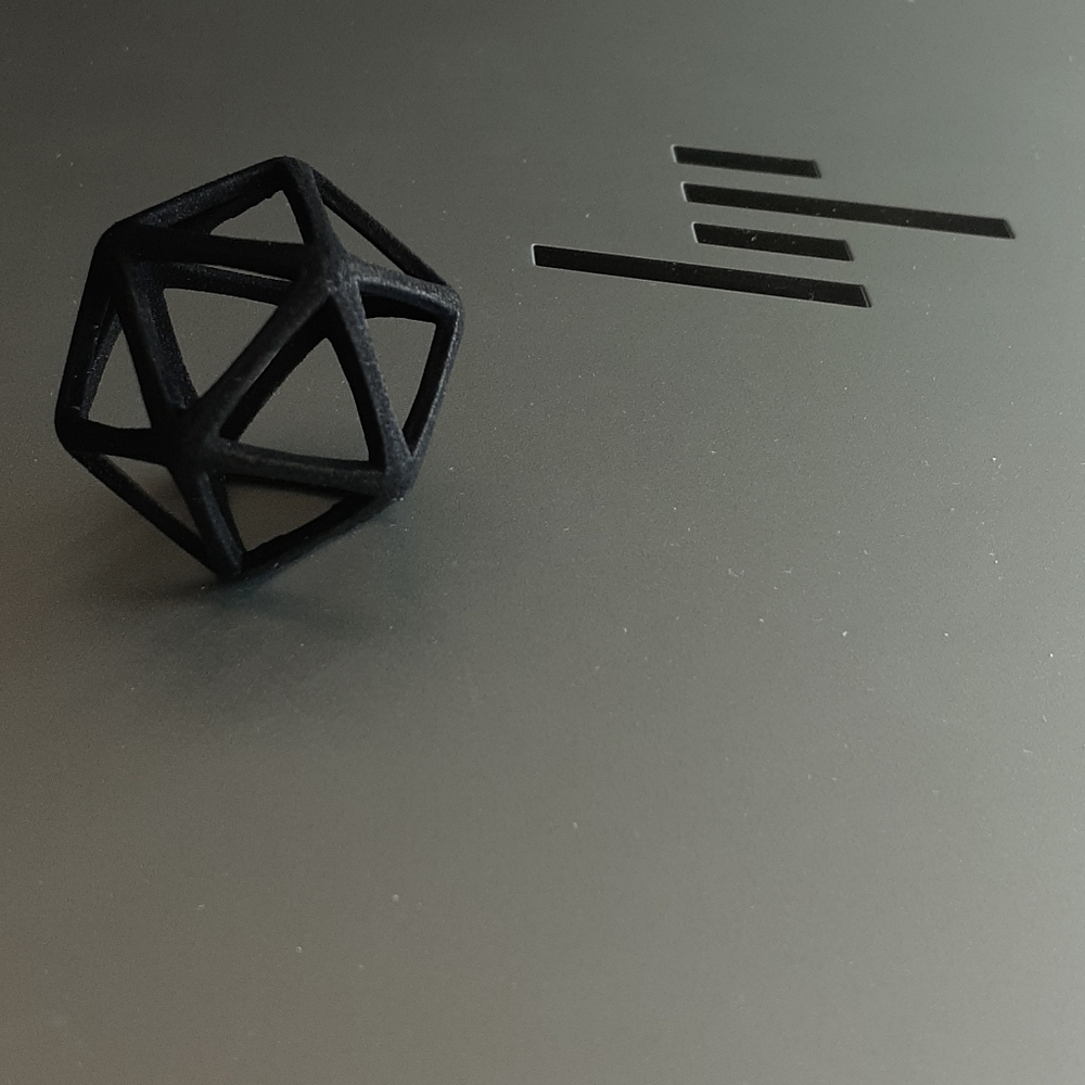 Matte Black Icosahedron D20 20 Sided Pendant 3D Printed 30mm - Picture 3 of 3
